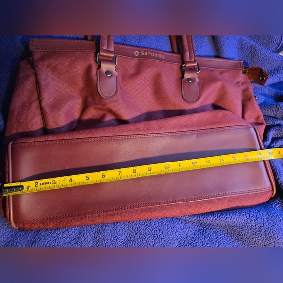 Samsonite Burgundy Tote Bag Luggage Carryon Sturdy Zipper Pockets - Picture 11 of 12
